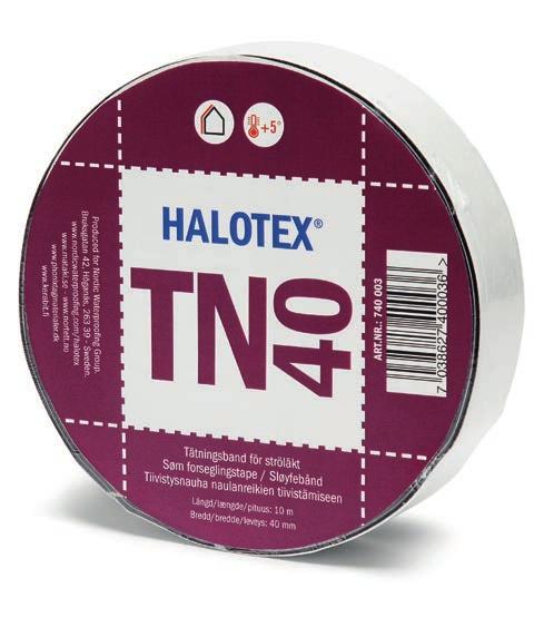 HALOTEX TB100 HALOTEX TB100 benyttes for å sikre lufttette overganger mellom undertak, vind- og dampsperre, og andre bygningsdeler. Egner seg også til sikring av gjennomføringer og reparasjoner.