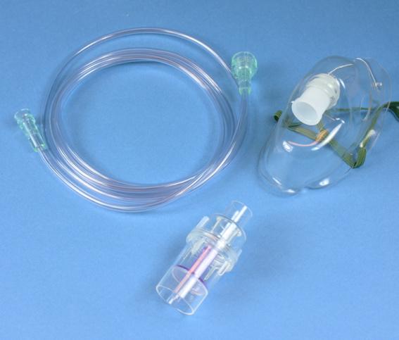 Nebulizers NO 161205 Nebulisatorer Nebuliseringssett med aerosolmaske/munnstykke for barn og voksne. Nebulisatoren/legemiddelkoppen rommer 6 ml og har markering for 1-6 ml.
