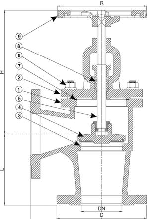 0 DN5-DN80 HS Code 848.800 HS Code Int. 848.80 DN00-DN600 MÅLTABELL OG ARTIKKELNUMMER/MEASUREMENTS AND PART NO. DN D L H R Arb. trykk i bar/mawp 20 C 80 C KG NRF nr. Part No.