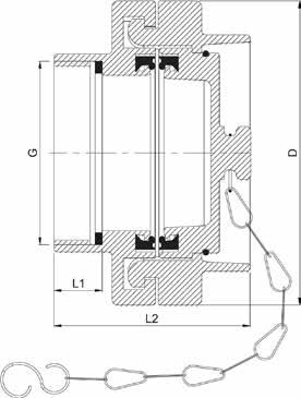 Kjede-STD Galvanisert Stål 3 *Alternativt kjede Rustfritt Dimensions DN 40-DN 65 Features Bronze or brass couplings with female thread for fire valves. Materials. Body Bronze CC49K (RG5).