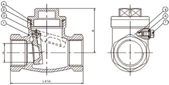 56 Tilbakeslagsventil, rettløp med klaff, fig. 76.