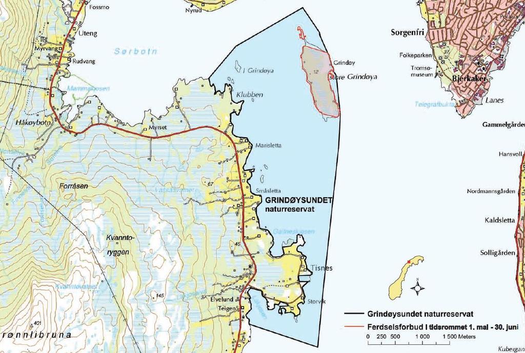 1. Innledning Grindøysundet naturreservat er et våtmarksområde på 7.987 daa, hvorav ca. 669 daa er landareal og ca. 7.318 daa er sjøareal.