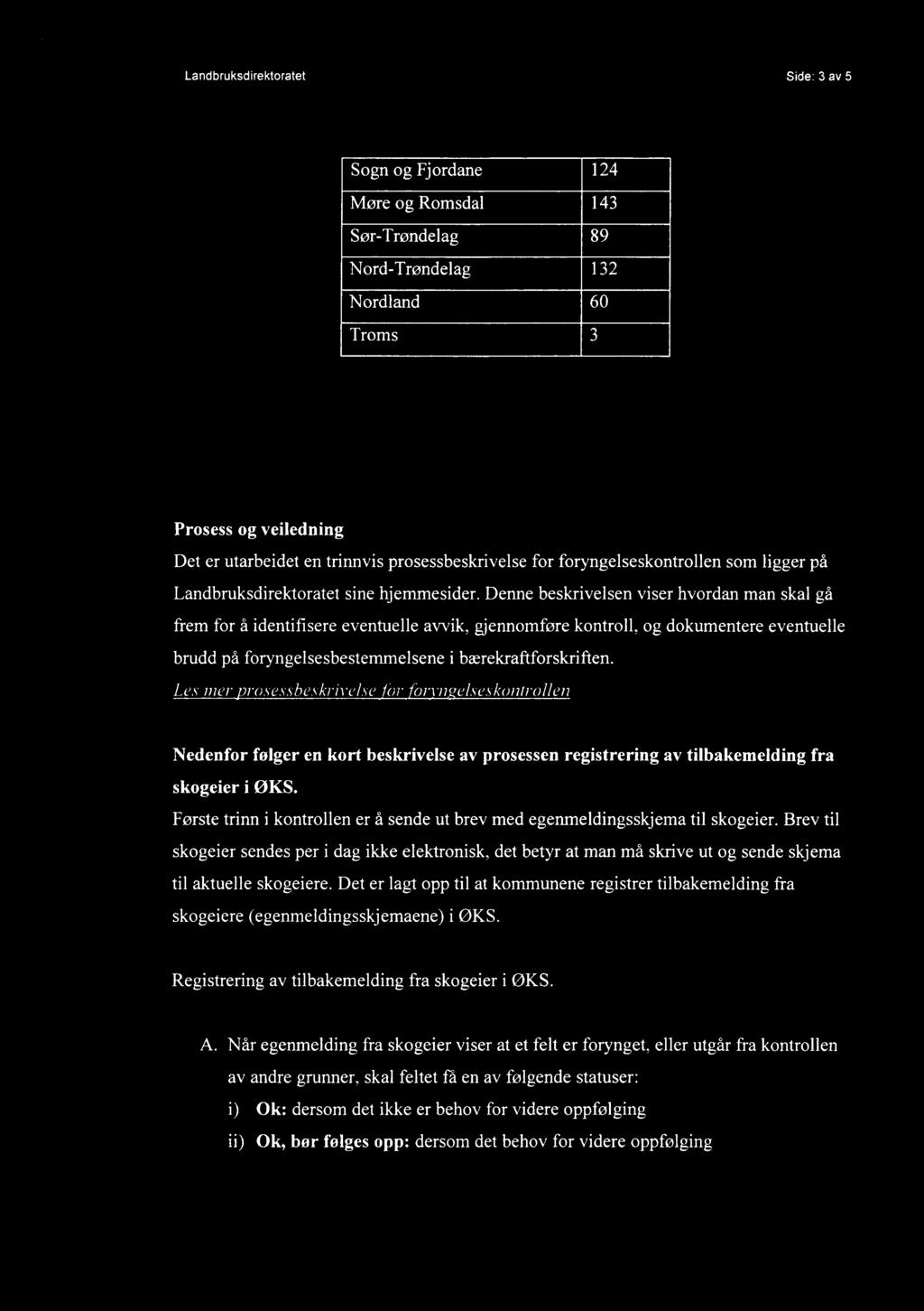 Landbruksdirektoratet Side: 3 av 5 Sogn og Fjordane 124 Møre og Romsdal 143 Sør-Trøndelag 89 Nord-Trøndelag 132 Nordland 60 Troms 3 Prosess og veiledning Det er utarbeidet en trinnvis