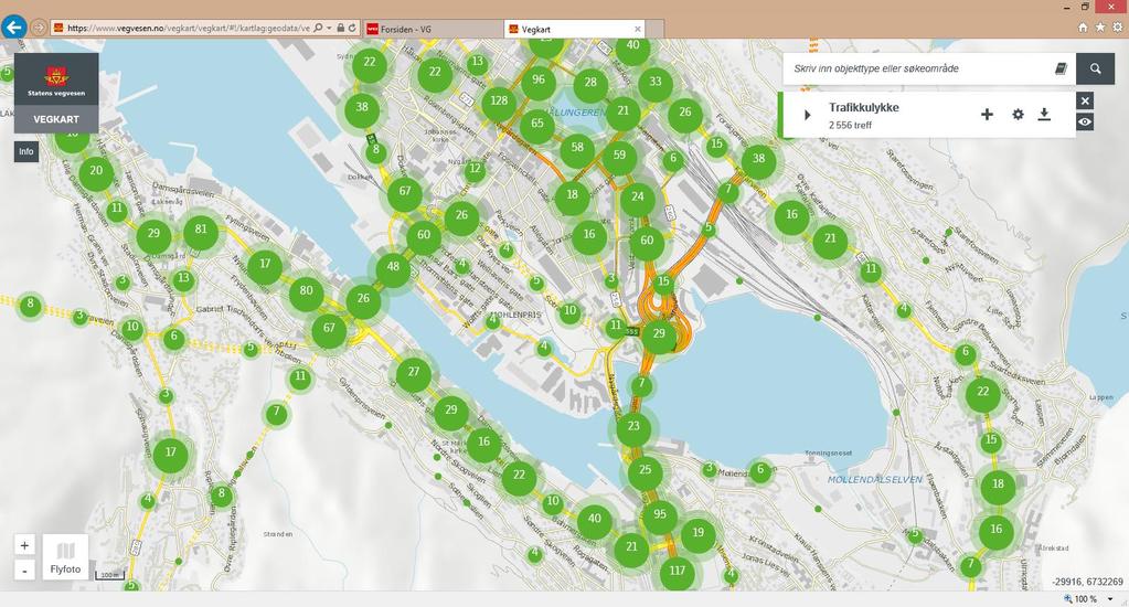 Ulykkesdata 1980 2014 Antall trafikkulykker med personskade Figur 2. Antall ulykker med personskade som er registrert i NVDB siden registreringene startet opp på slutten av 1970-tallet.