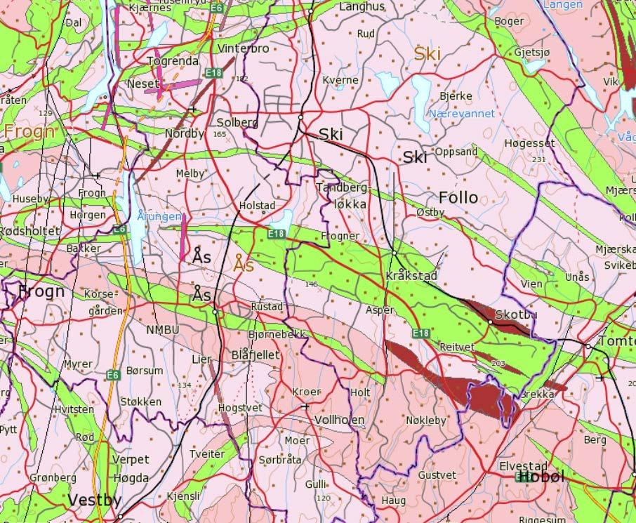 2 MATERIALE OG METODER 2.1 Beskrivelse av geologien i det undersøkte området 2.1.1 Berggrunn Berggrunnen i Follo er hovedsakelig urgaelt grunnfjell.