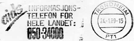 Stempel nr. PT-M1-1 Type: MhT22-H Utsendt:?? UKA 87 / 23. OKTOBER - 15. N0VEMBER STUDENTERSAMFUNDET I TRONDHJEM Registrert brukt i 2 perioder: fra 18.09.87 IWR til 30.09.87 TK fra 11.11.87 TEL til 16.