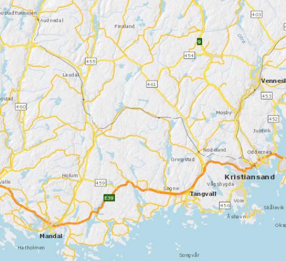 1 1. Innledning Det er laget byggeplan for tiltak langs Fv 455 Hp 4, km 5,8 8,1. Plassering er vist i Figur 1. Figur 1: Oversiktskart, rød ring markerer området.