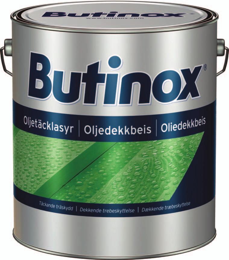 Butinox Oljedekkbeis 9L Meget vannavvisende Utendørs til ny grunnet kledning, og tidligere beiset eller dekkbeisede flater. Oljebasert og vannavvisende.