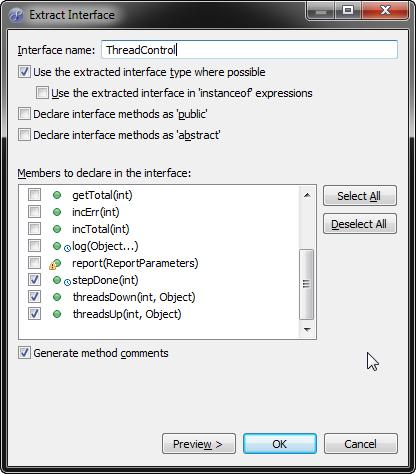 1. 2. Plasser markøren i BatchResult og velg Refactor>Extract Interface Marker de 4 nevnte metodene, pass på at det er krysset av for å benytte Interfacet der mulig. 3.