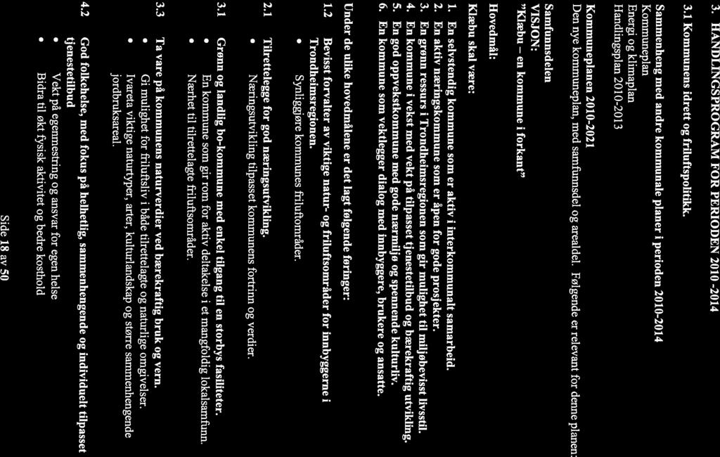 3. HANDLINGSPROGRAM FOR PERIODEN 2010-2014 3.1 Kommunens idrett og friluftspolitikk.