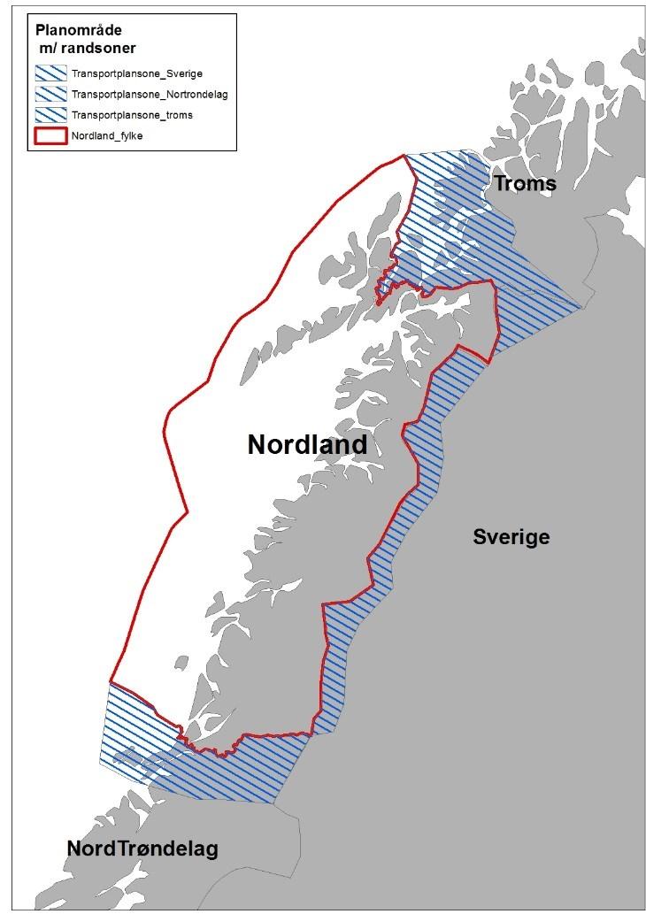 3.1. Kart som viser planområdet 3.2. Om plantema Regional Transportplan Nordland vil følge opp en rekke plantema i forhold til ovennevnte planområde.