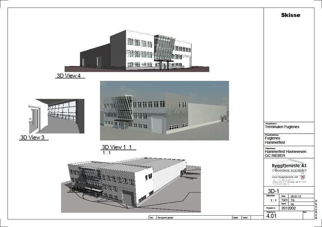 Illustrasjonsskisse : Lager- logistikkhall på Fuglenes, prosjektert Organisering og investering: Ulike organisasjonsmodeller er vurdert for å ivareta forretningsmessige relasjoner og risiko.