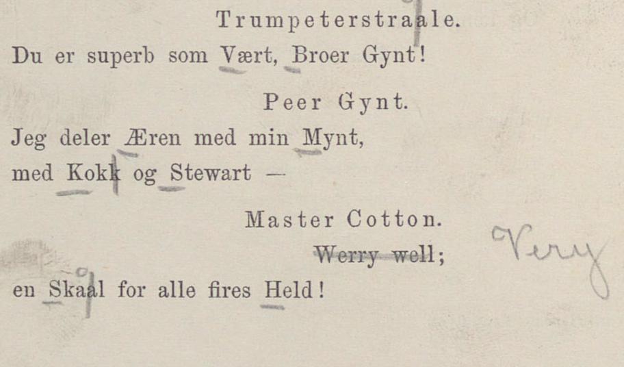 Peer Gynt:, 2. utgave 1867 med Ibsens rettelser til 3. utg. 1874 Nasjonalbiblioteket, avdeling Oslo, Håndskriftsamlingen Ms.