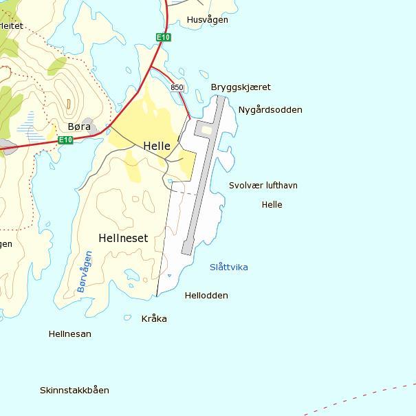 Figur 5-1. Svolvær lufthamn, Helle, med omgivelser.