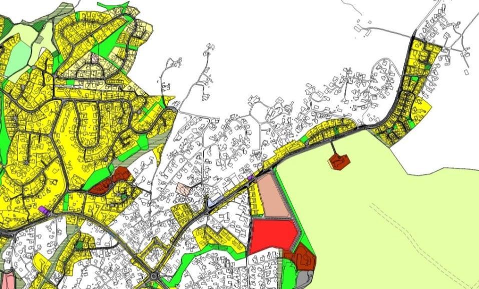 2011, avsatt til: Tjenesteyting Landbruk-, natur- og friluftsformål Bebyggelse og anlegg Planarbeidet er delvis i samsvar med Kommuneplanens arealdel.