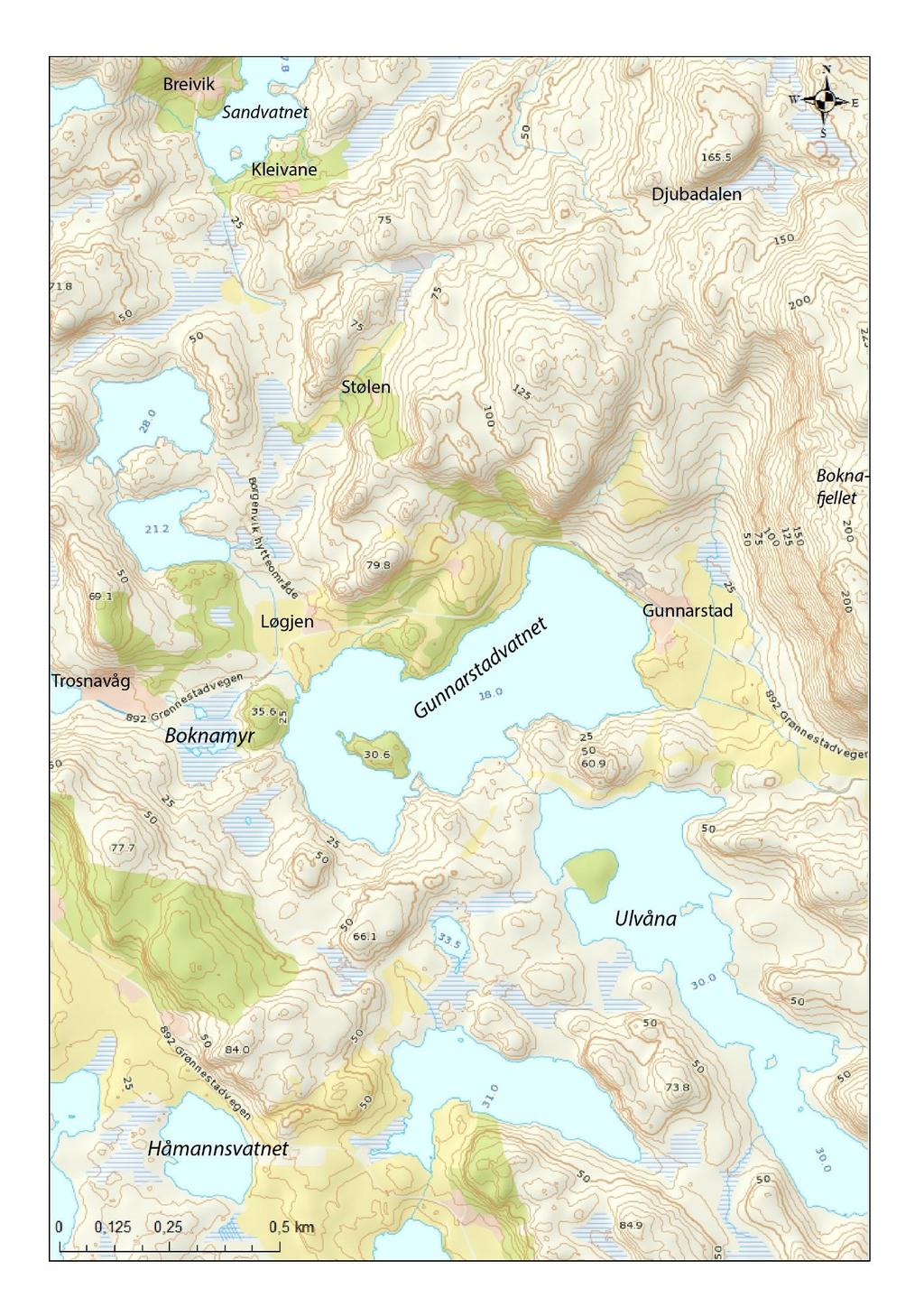 Kapittel 2 Geologisk rammeverk Figur 2.3: Kartet viser feltområdet på Vestre Bokn, se figur 1.1 og 1.2 for oversiktskart.