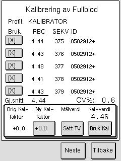 Følg instruksene nedenfor for å kalibrere instrumentet: Steg 1 Følg anvisningene i databladet for å lese inn kontroll/kalibrator-verdier.