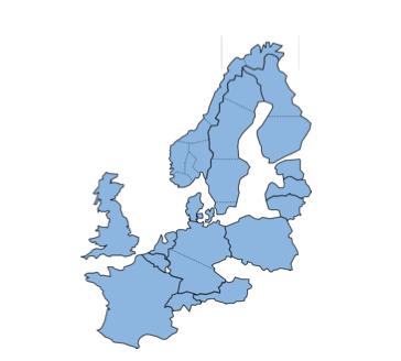 Virkningen av usikkerhet i brenselpriser på lønnsomheten av mellomlandsforbindelsene til Tyskland og Storbritannia (a) BID (b) Samkjøringsmodellen og BID Figur 5.1: Modellerte områder 5.