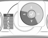 Instrumenter og betjeningselementer 103 Navigasjonsinformasjon, vises med Navigasjon, se beskrivelse nedenfor. Bilinformasjon, vises med Alternativer, se beskrivelse nedenfor.