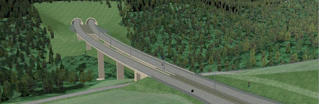 Figur 12 Tunnelportal i Daueruddalen og bru, med ny driftsveg igjennom landkaret til brua For