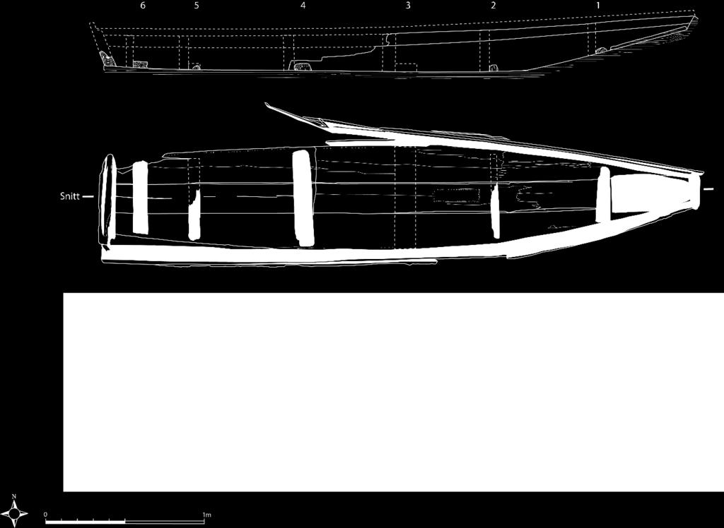 Båten er 3,78 meter lang (opprinnelig antakeligvis litt over 3,8 meter), 0,82 meter bred og hadde en dybde på opptil 0,3 meter. Bunnen er formet av tre bunnbord som holdes sammen av seks spanter.