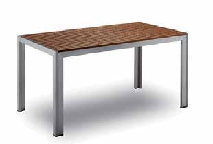 Sete på benker og toppbordet er laget av strukturert aluminium lameller, dekket med spesiell termoplastisk