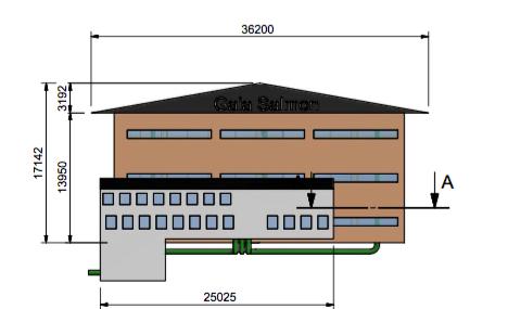OPPDRETTS ANLEGGET Fasader Anlegget er planlagt oppført som vist nedenfor, som viser kortside av anlegget, mot