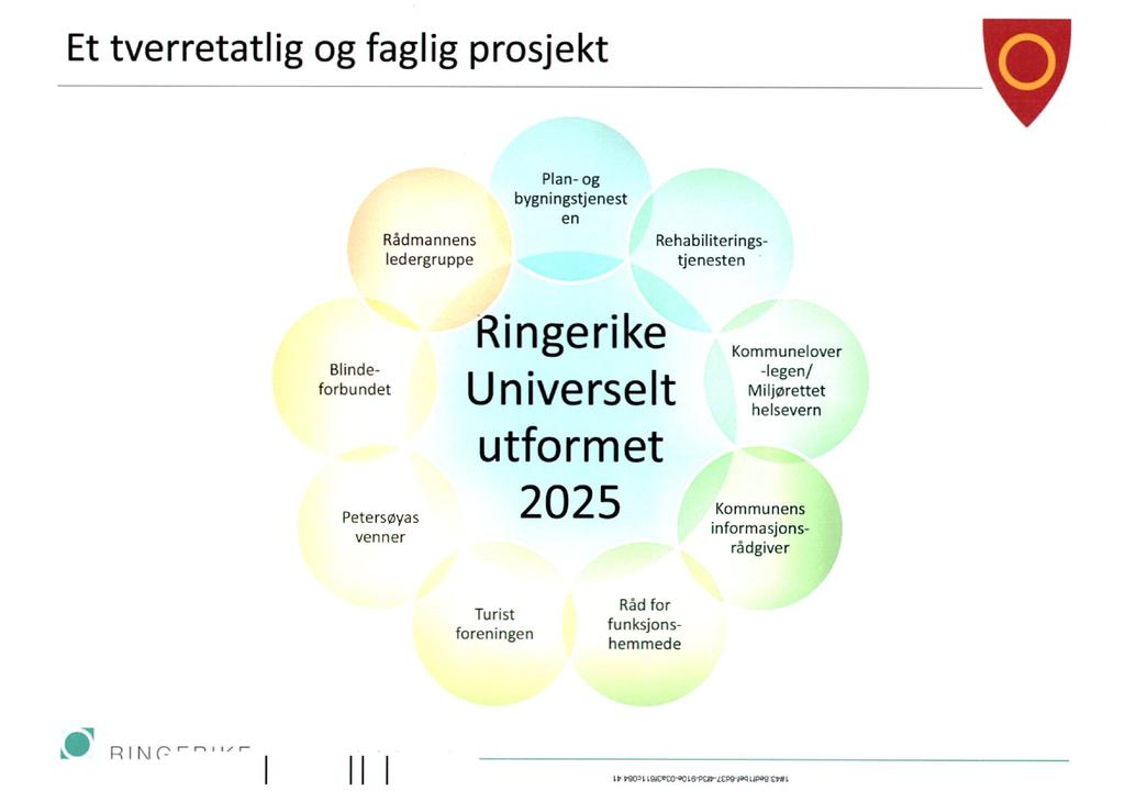 Et tverretatlig og faglig prosjekt Plan- og bygningstjenest en Rådmannens Rehabiliteringsledergruppe tjenesten Blindeforbundet Petersøyas venner Ringerike Universelt