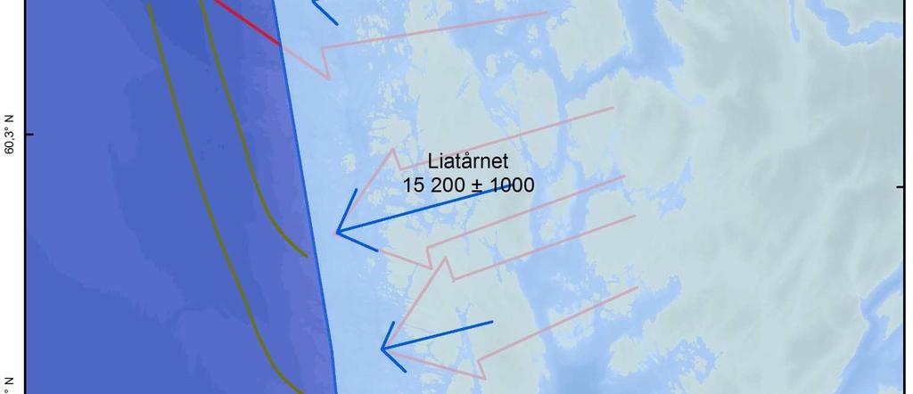 Isen utenfor kysten for omtrent 15 200 år BP.