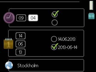 4 24 t 12 t komfortstilling2.2 Verdi som skal endres økomi normal luksus Alternativer I en meny med alternativer vises det valgte alternativet med en grønn hake. Slik velger du et annet alternativ: 1.