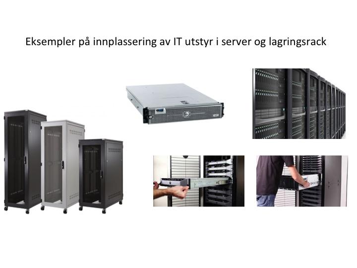 Bilde viser tilkobling av rack for IT produksjon. De røde kontaktene er grensesnittet mellom leverandøren av datasenter tjenestene og brukeren/kundens IT drift.