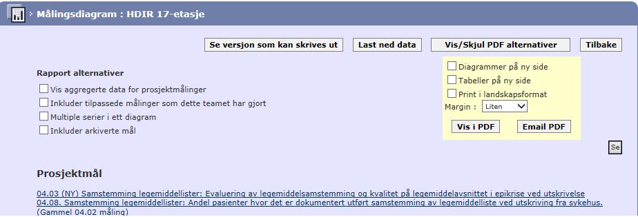 X. Målerapporter - Alternativer for målerapporter Man har mulighet til å velge mellom flere rapport-alternativer.