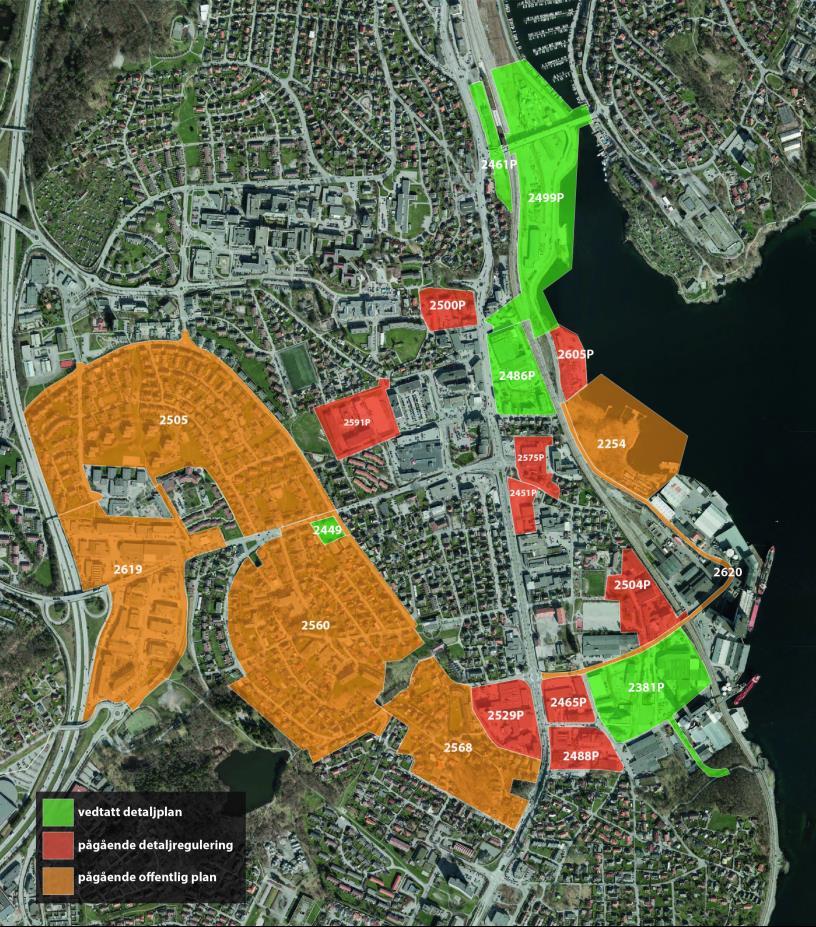 Status Hillevåg - Paradis: X X Plan 2499P Paradis boligområde klar for søknad om tiltak Plan 2650P Kullimport 220 boliger. Innkommet bearbeiding pågår 1.