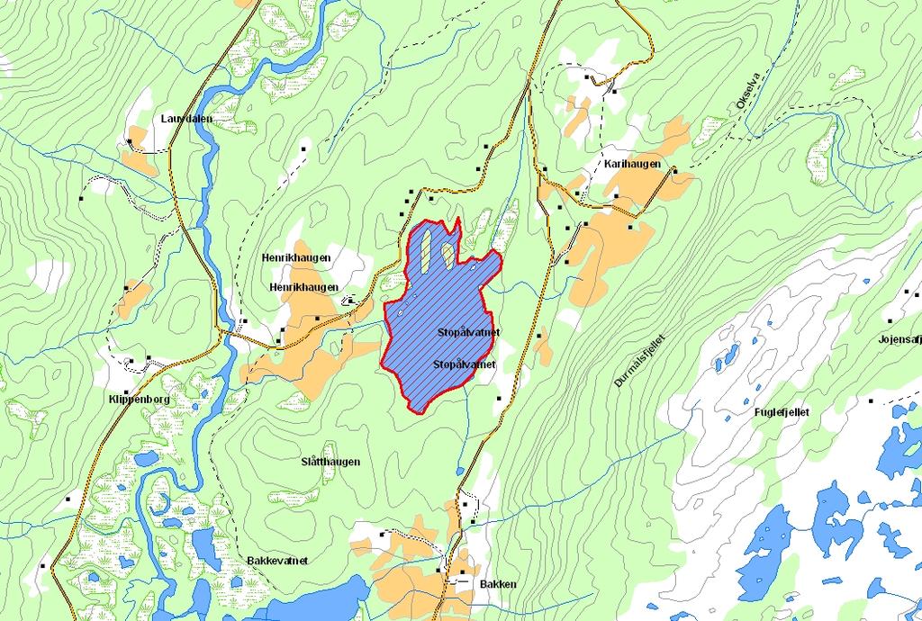 Prioritert viltområde 4 Stopålvatn Verdisetting A svært viktig viltområde Høyde over havet (m) 76 UTM (WGS84) 33W WR 654 843 Dette vannet er rikt på vannfugl og sjeldne arter som storlom