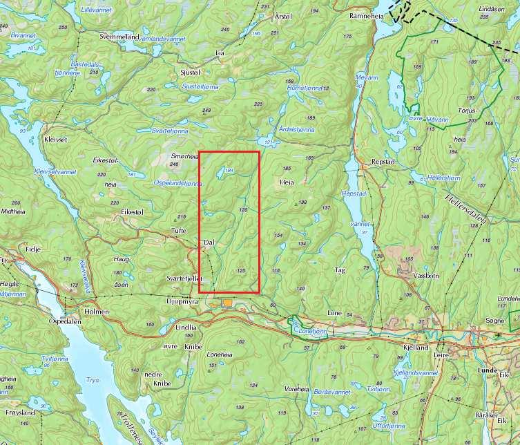 Natur- og kulturmiljø i området Naturmiljø Dahl ligger ganske midt i Søgne kommune, nordøst for Trysfjorden.