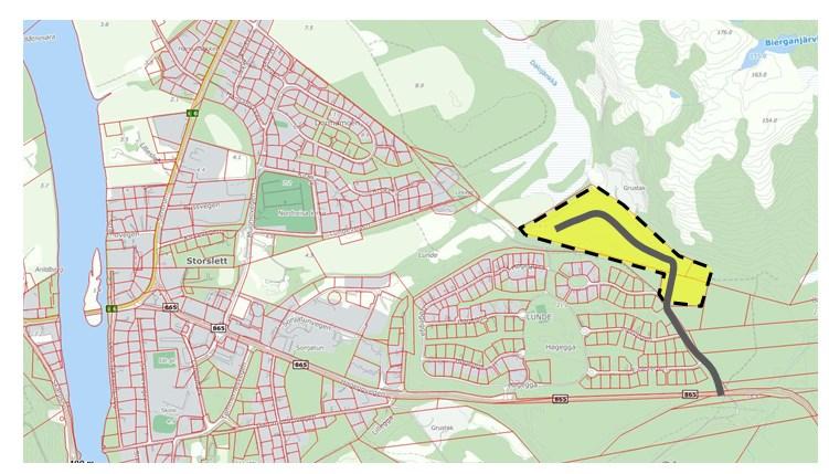 4. Beskrivelse av plaområdet, eksisterede forhold 4.. Beliggehet Plaområdet ligger øst for Storslett setrum i Nordreisa kommue, og omfatter del av eller hele gbr. 3/2, 3/24 og 52/3.