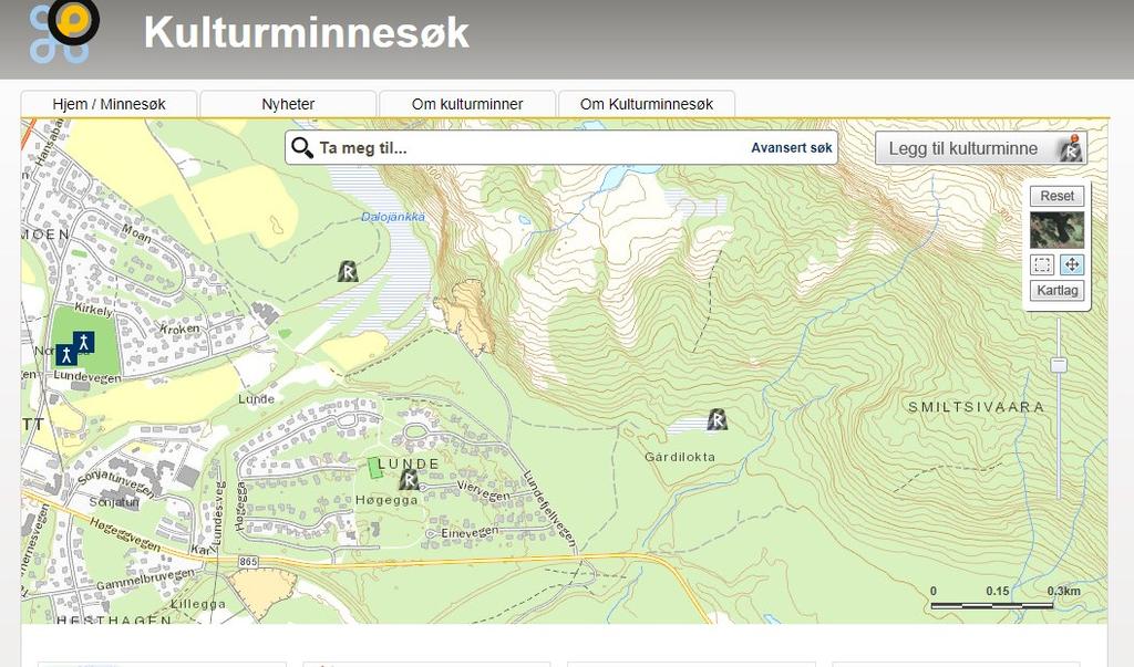 2 meter utefor og ord i området Dalojäkkä. Ca. 35 meter øst for for plaområdets i området Gardilokta er registert kulturmie.