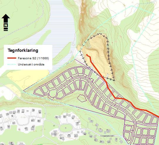 Skredfarekartleggig Høgegga øst Nordreisa Igeiørgeologisk rådgivig multicosult.o Steibrudd Figur 3. Utbyggigsområdet, udersøkt område og faresoe S2 (/). 6 Oppsummerig Aktsomhetskart på skredett.