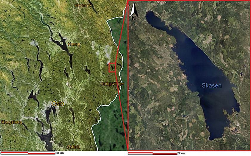 Material og metoder Studieområdet Innsjøen Skasen ligger på Finnskogen i kommunene Grue og Kongsvinger i Hedmark fylke (Fig. 1).