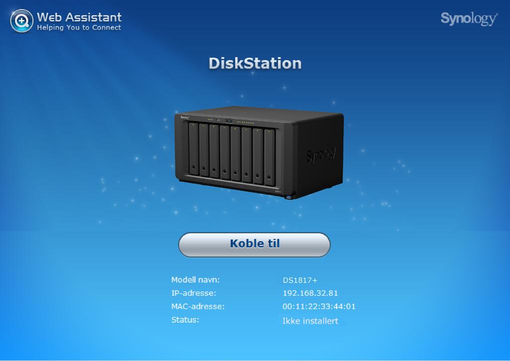 Kapittel Installer DSM på DiskStation 3 Når maskinvareoppsettet er fullført, installerer du DiskStation Manager (DSM) Synologys nettbaserte operativsystem på DiskStation.