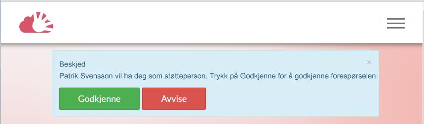 Støtteperson: Godta forespørsel 1.