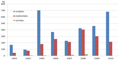 2010 registrering av gyteområde/fisk og oppvekst av ungfisk 13.11.2010 Etter rettsmøte 05.05.2010 befarte jeg vassdraget fra munning til stopp lakseførende strekning ved Hålandsfossen Kraftstasjon.