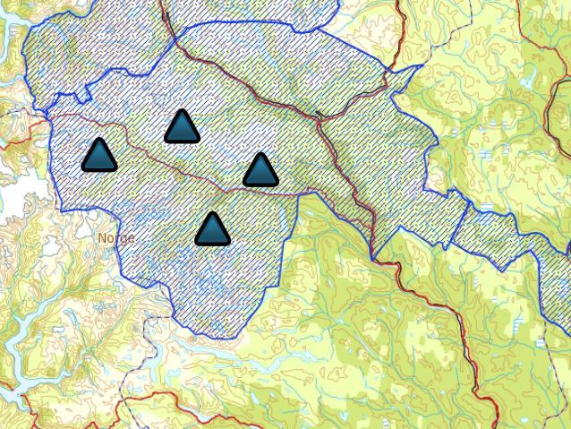 Per 04.05.2016 er det i Rovbase registrert 4 ynglinger (3 dokumenterte, 1 antatt) i Oppland (figur 2). Alle de fire ynglingene ligger innenfor forvaltningsområdet for jerv.