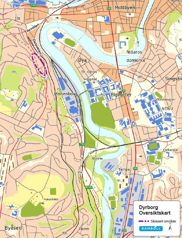 1. INNLEDNING Reguleringsplan for Dyrborg er under utarbeidelse, området ligger mellom Byåsen og Ila i Trondheim kommune. Tiltakshaver er Trym Bolig AS og forslagsstiller er Norconsult.