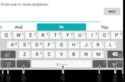 Slik skriver du inn tekst Skjermtastaturer Enheten din har flere forhåndsinstallerte tastaturleverandører.