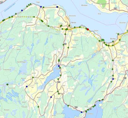 Alle ulykker Skaun kommune1.7.2005 31.12.2011 (6,5 år etter ny E39) Dette viser klart at ulykkene er ført bort fra gamle E39 (Fv 800).