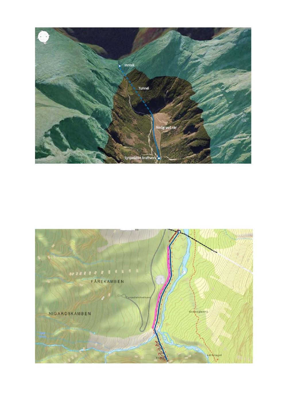 Side 2 av 7 Illustrasjon henta frå søknads m aterialet. Lys brun farge i dalbotnen er deponert tunnelmasse.