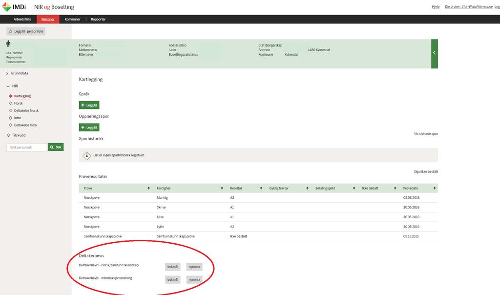 Deltakerbevis Mal på deltakerbevis for henholdsvis norsk og introduksjonsordningen finnes ved å åpne Kartlegging i venstremenyen.