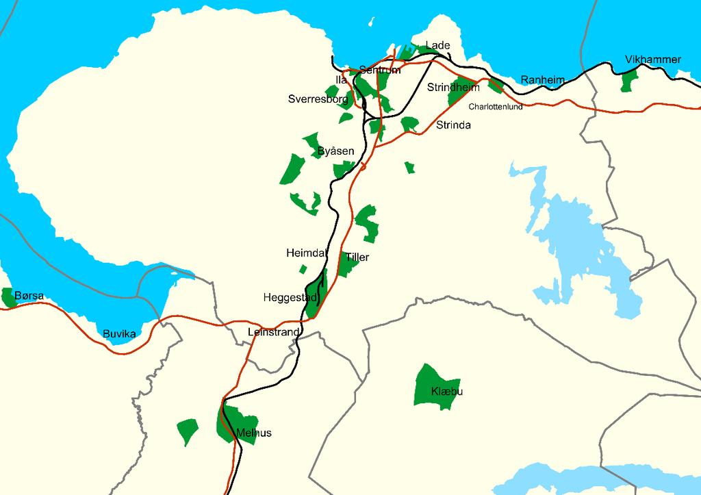 Figur 4.3 Idrettslag innen 500 meter i Trondheimsområdet. 2015. Kartgrunnlag: Statens kartverk Kartgrunnlag: Statens kartverk Figur 4.