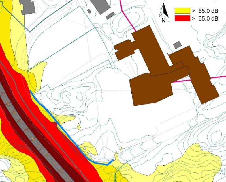 tilfredsstillende støynivå. I tilfellet hvor kollene er tenkt benyttet som lekeareal, er det utført simuleringer for å undersøke effekten av støyskjerming mot Fv662 Julsundet.